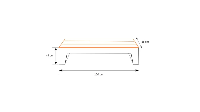 Banca Naturstone din beton aspect piatra naturala, lemn  stejar 150 cm
